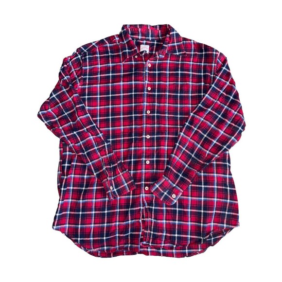 Brooks Brothers 346 Shirt Mens Tag Large Red Blue Plaid Flannel Button Down - Picture 1 of 7